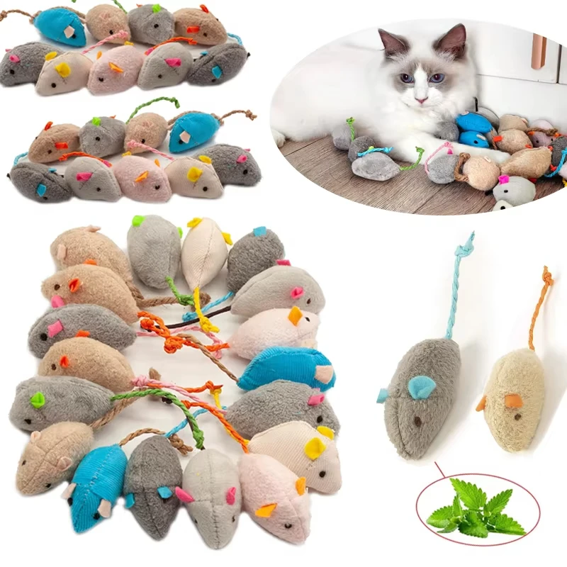 Catnip Interactive Plush Mouse - 5 adet çıngıraklı kedi oyuncağı, ayrıca
