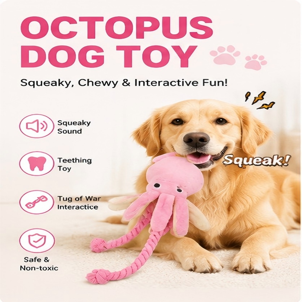 Dog Rope Toy Aggressive Chewers - Dev Peluş Ahtapot Köpek Çiğneme Oyuncağı