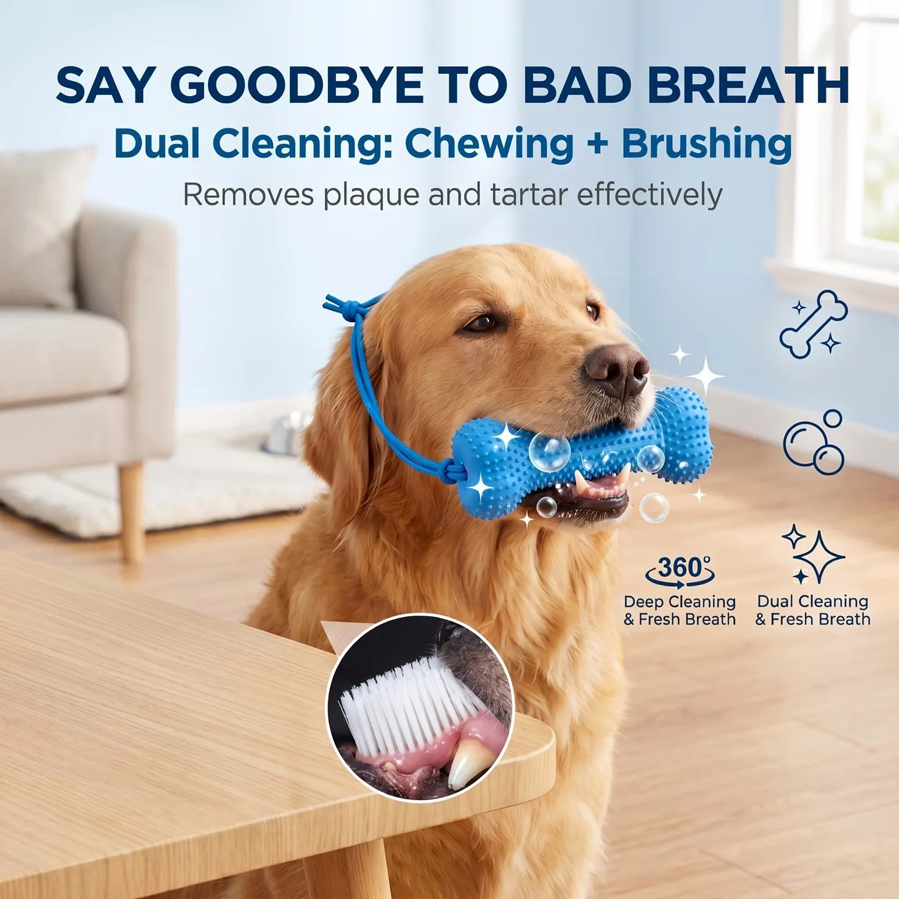Teeth Cleaning Dog Chew Bone - Yeniden Kullanılabilir Köpek Oyuncak Kemik, Çift
