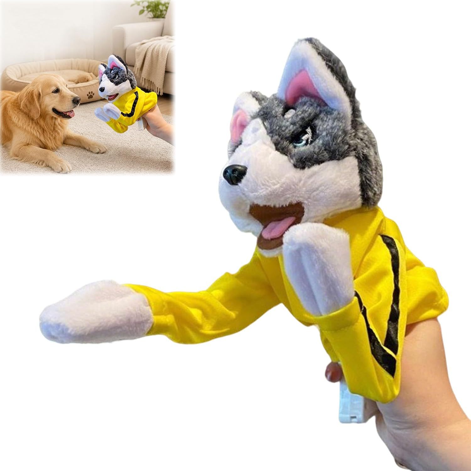 Interactive Squeaky Plush Dog Toy - Husky Boks İnteraktif Peluş Oyuncak Kung
