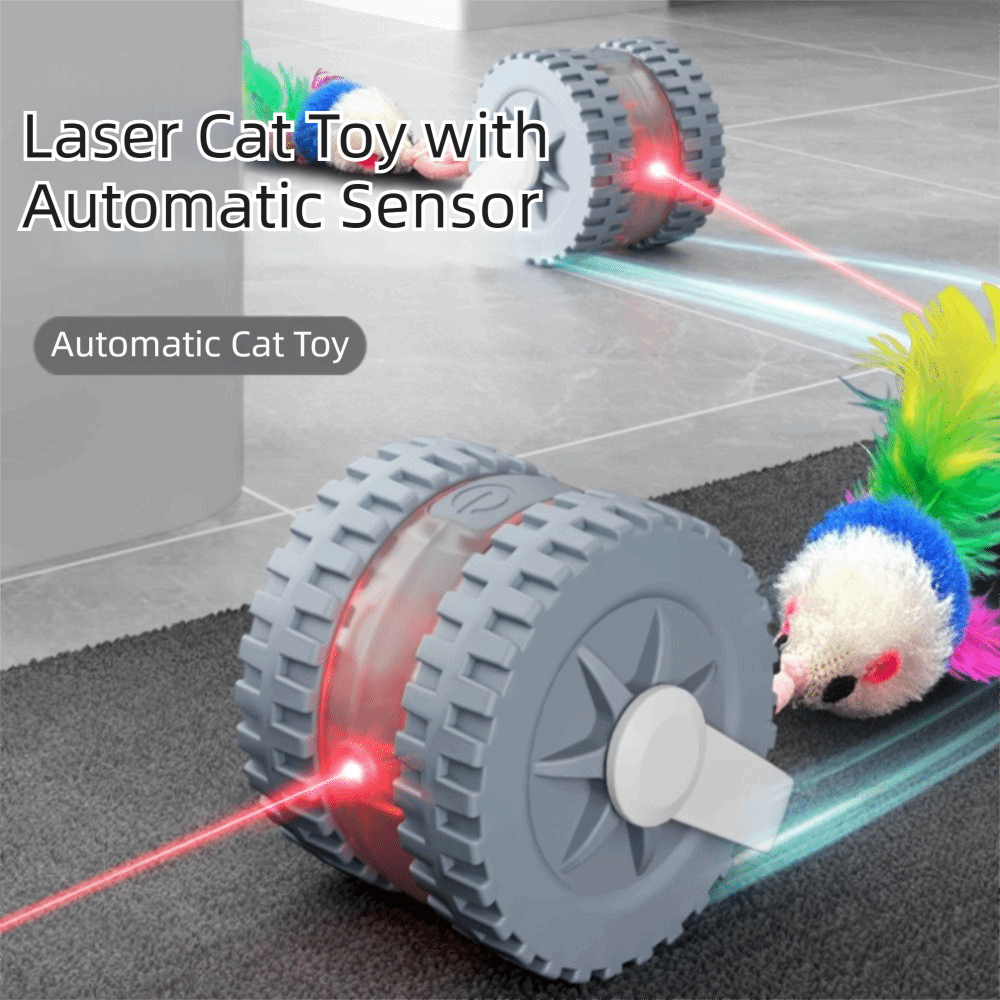 Laser Pointer Cat Toy Automatic - Fare Kuyruğu Kızılötesi Lazerli Sessiz Dönen